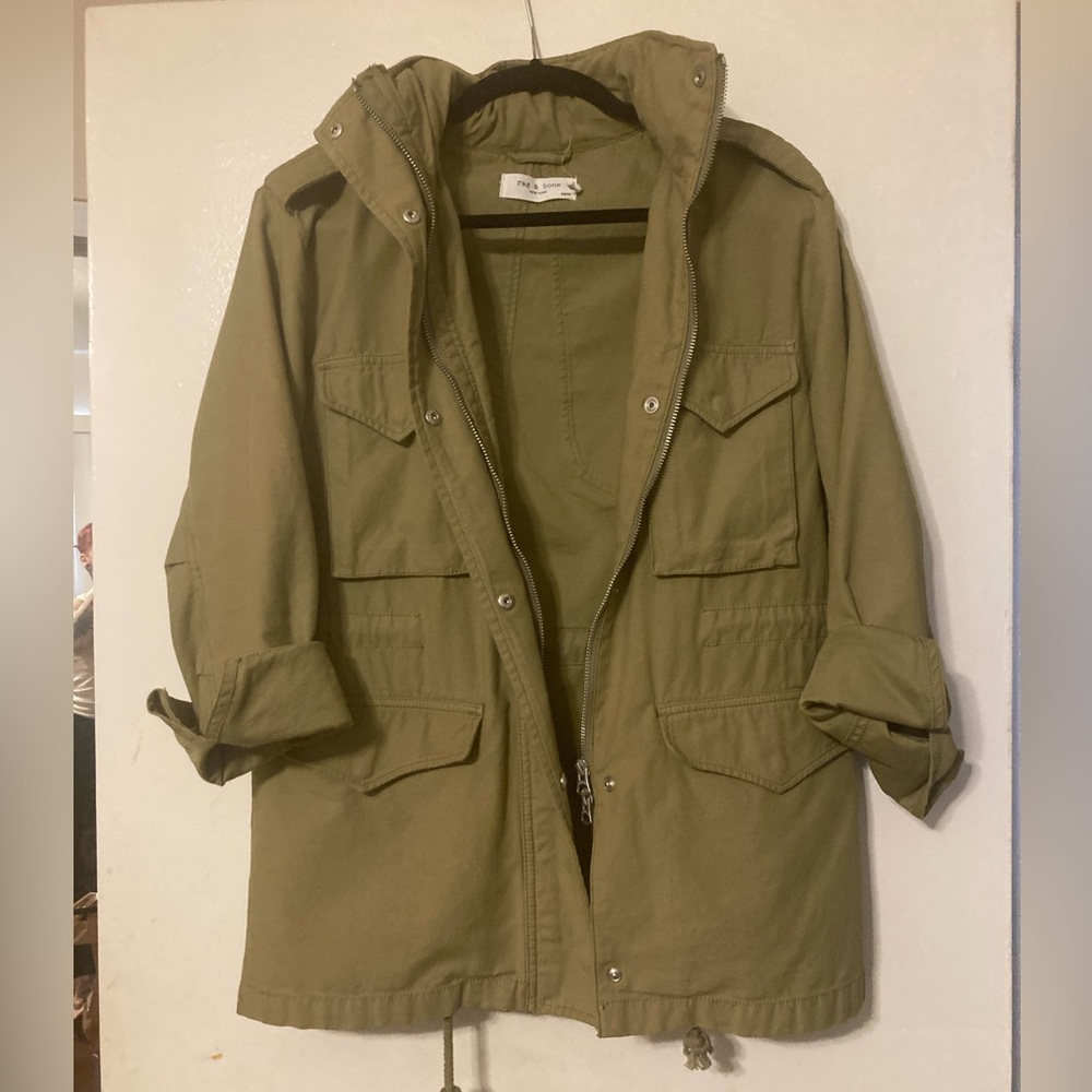 Rag & Bone army green jacket with zipper hood